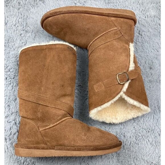 BearPaw Tatum tan suede wool sheepskin boots - Picture 5 of 7